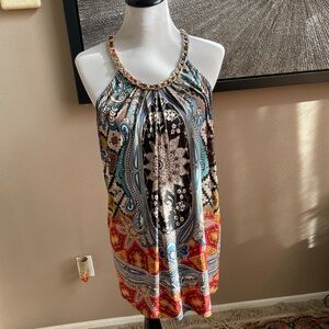 Boston Proper Multicolor Paisley Chain Tunic Tank Top